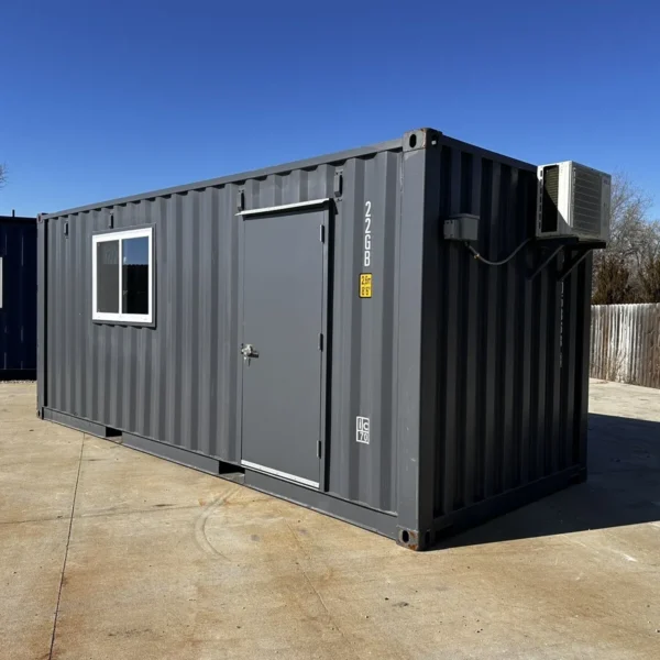 20ft 20’ Slate Gray Shiplap 120V Shipping Container Office Minisplit